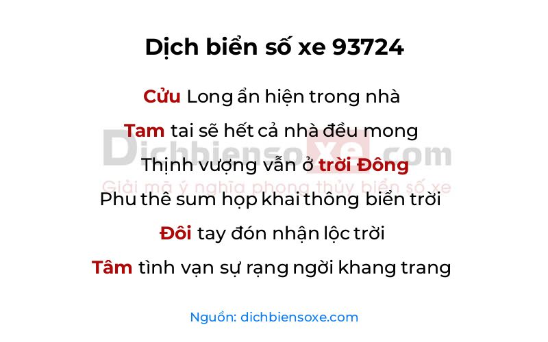 Dịch thơ biển số 93724