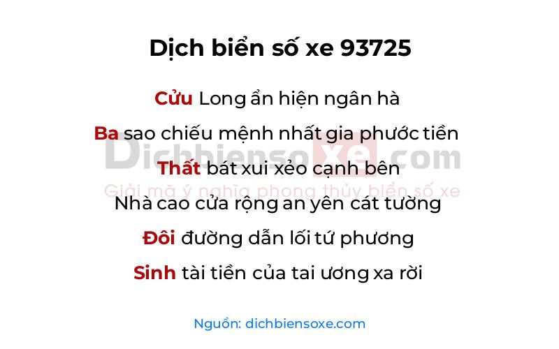 Dịch thơ biển số 93725