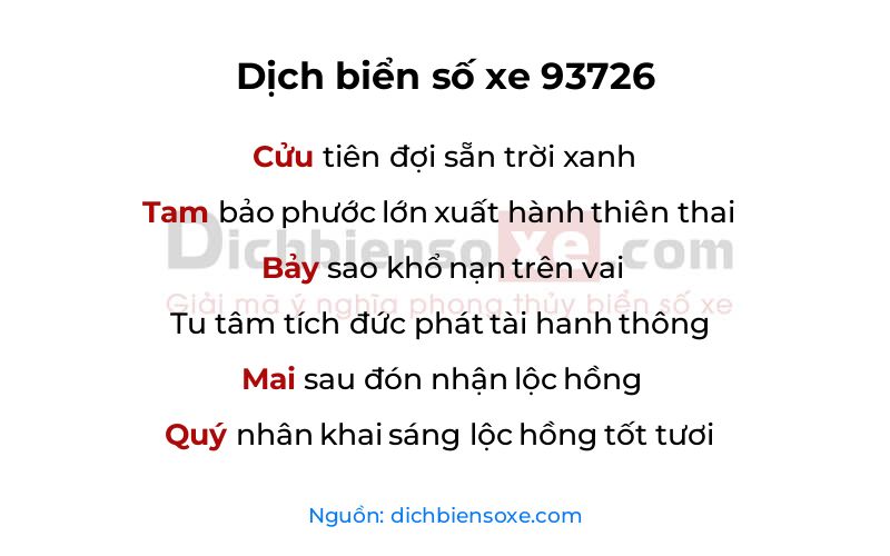 Dịch thơ biển số 93726