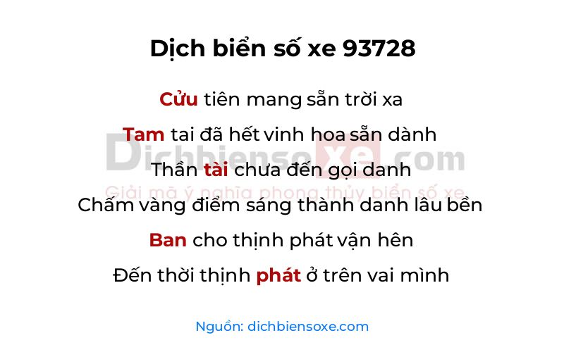 Dịch thơ biển số 93728
