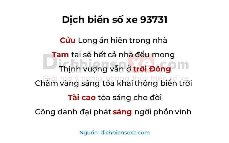 Dịch thơ biển số 93731