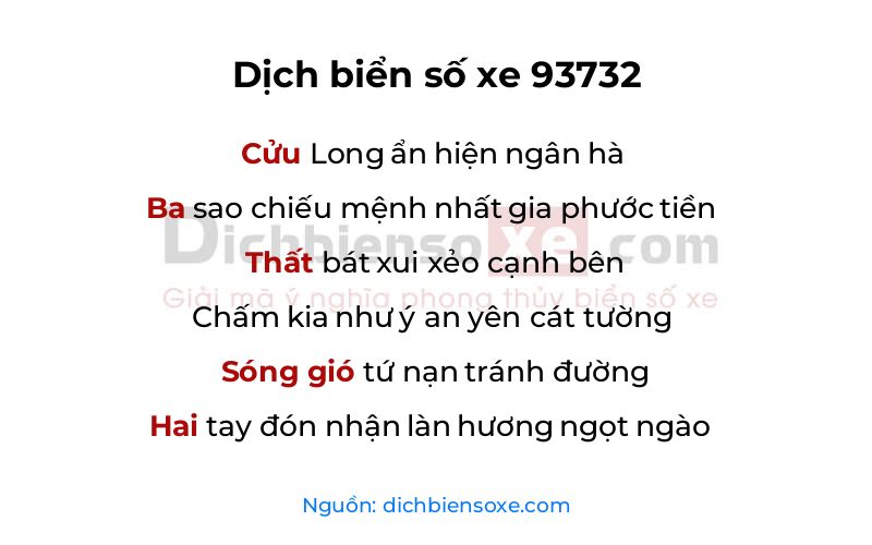 Dịch thơ biển số 93732