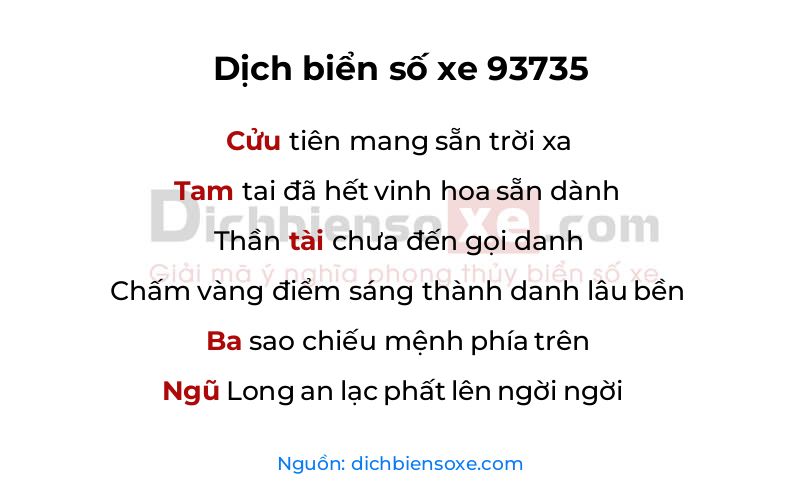 Dịch thơ biển số 93735