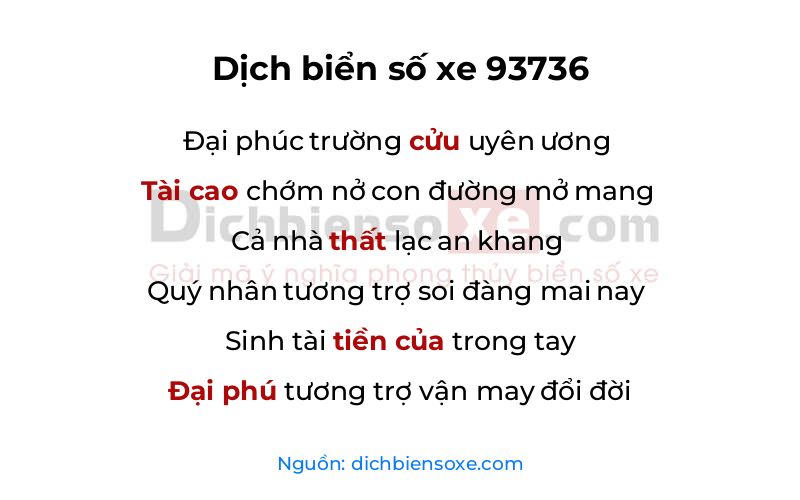 Dịch thơ biển số 93736