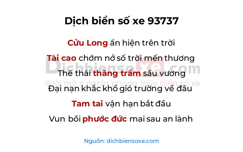 Dịch thơ biển số 93737