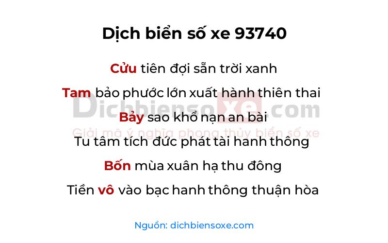 Dịch thơ biển số 93740
