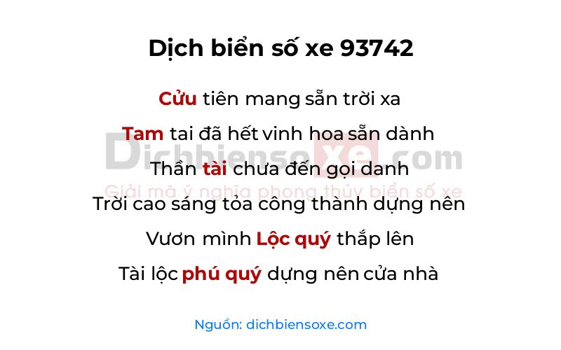Dịch thơ biển số 93742
