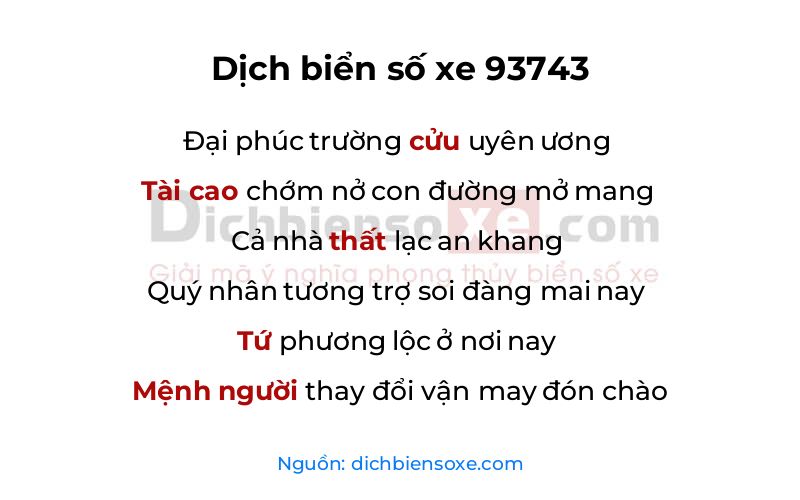 Dịch thơ biển số 93743