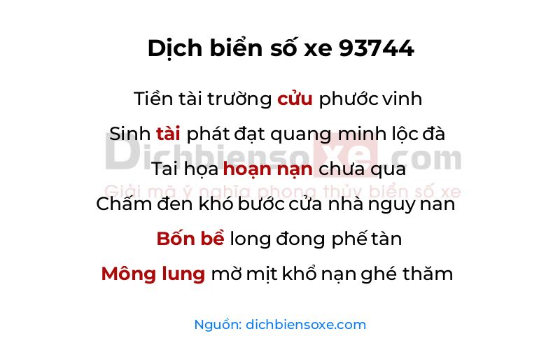 Dịch thơ biển số 93744