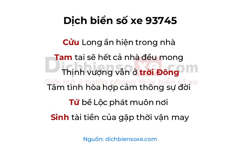 Dịch thơ biển số 93745