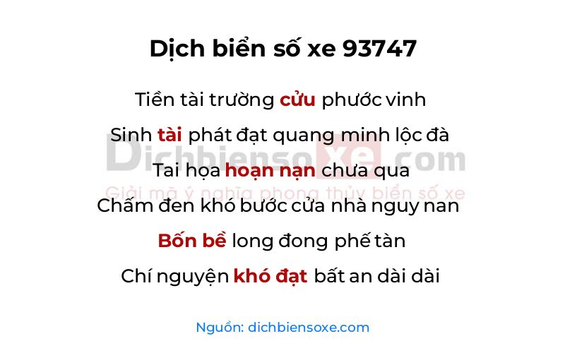 Dịch thơ biển số 93747