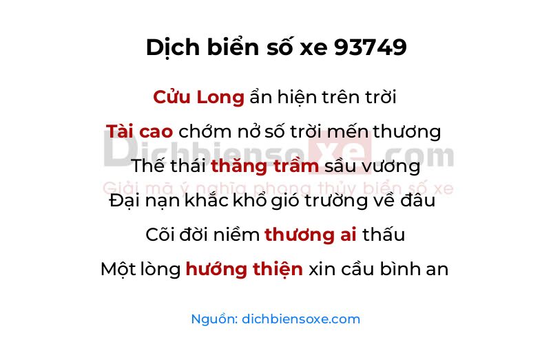 Dịch thơ biển số 93749