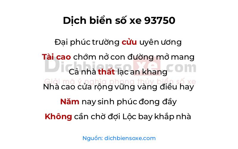 Dịch thơ biển số 93750