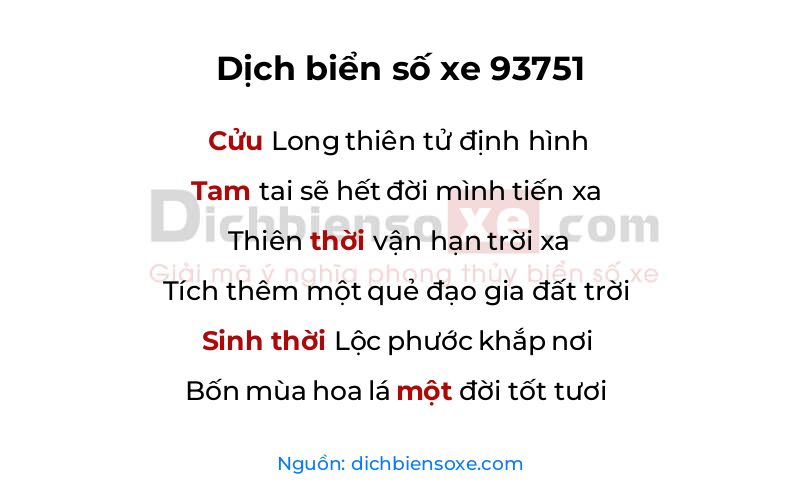 Dịch thơ biển số 93751