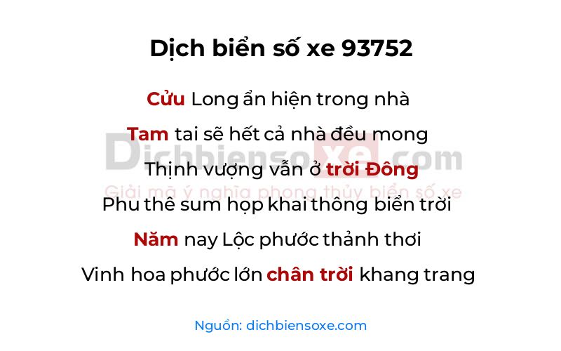 Dịch thơ biển số 93752