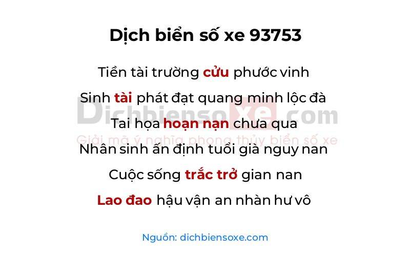 Dịch thơ biển số 93753