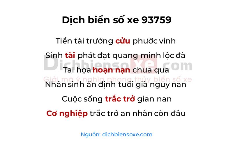 Dịch thơ biển số 93759