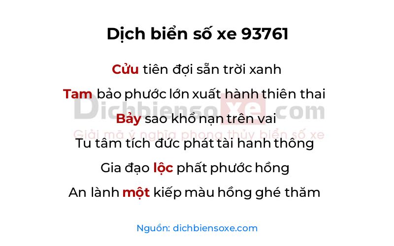 Dịch thơ biển số 93761