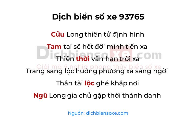 Dịch thơ biển số 93765