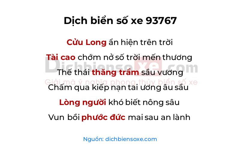 Dịch thơ biển số 93767