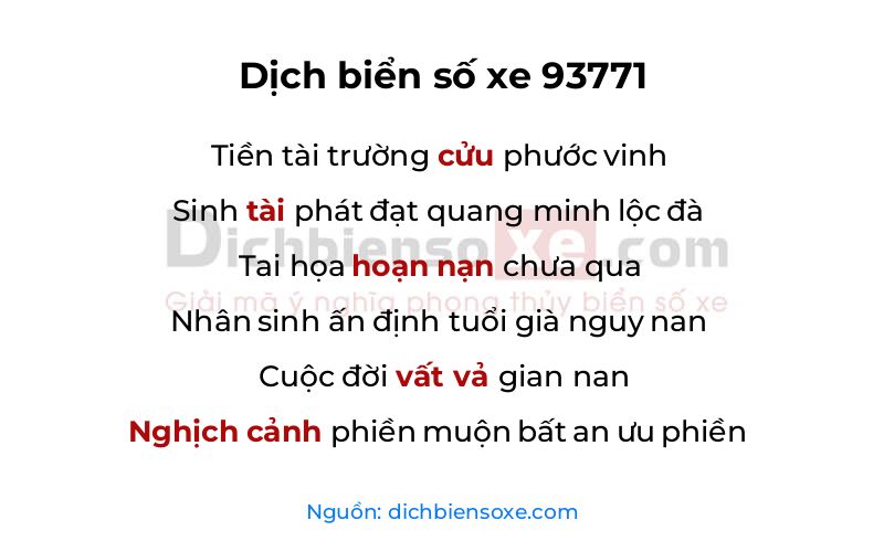 Dịch thơ biển số 93771