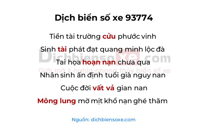 Dịch thơ biển số 93774