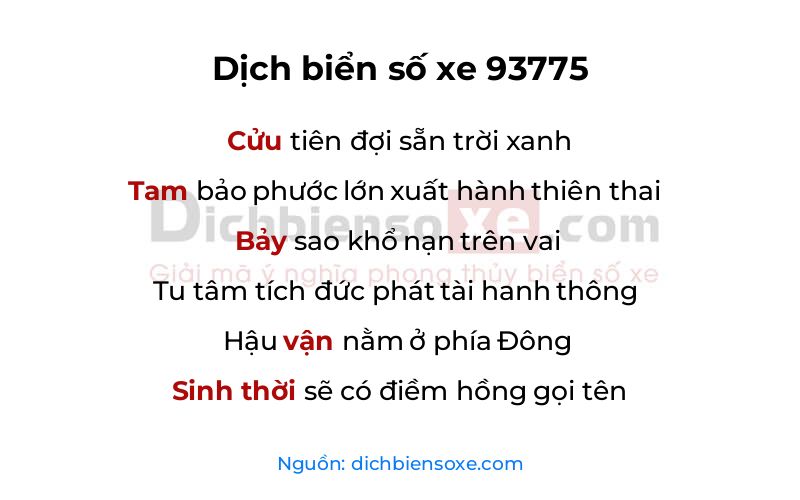Dịch thơ biển số 93775