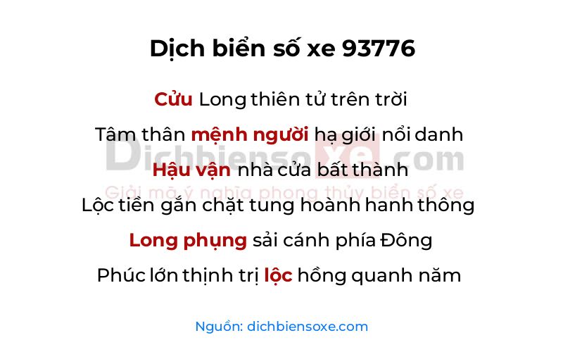 Dịch thơ biển số 93776