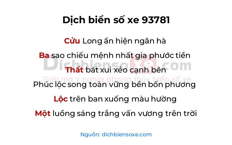 Dịch thơ biển số 93781