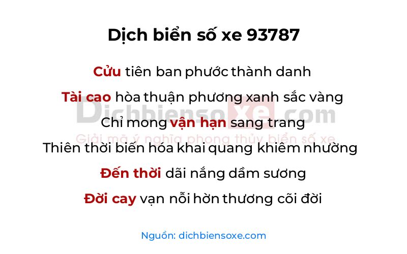 Dịch thơ biển số 93787