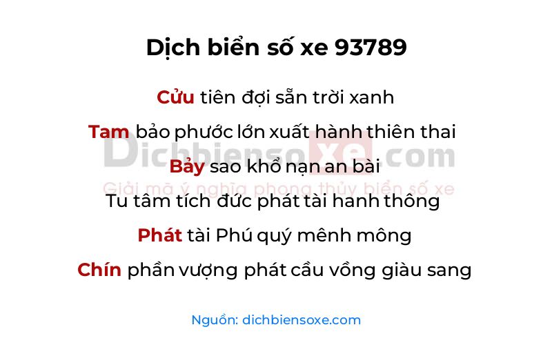 Dịch thơ biển số 93789