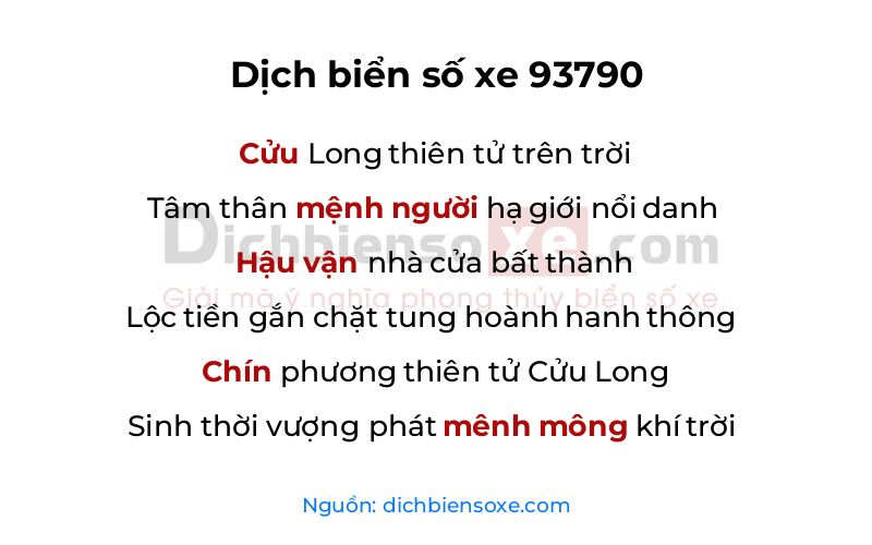 Dịch thơ biển số 93790