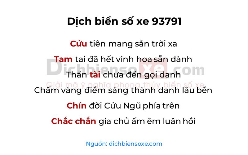 Dịch thơ biển số 93791