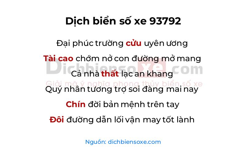 Dịch thơ biển số 93792