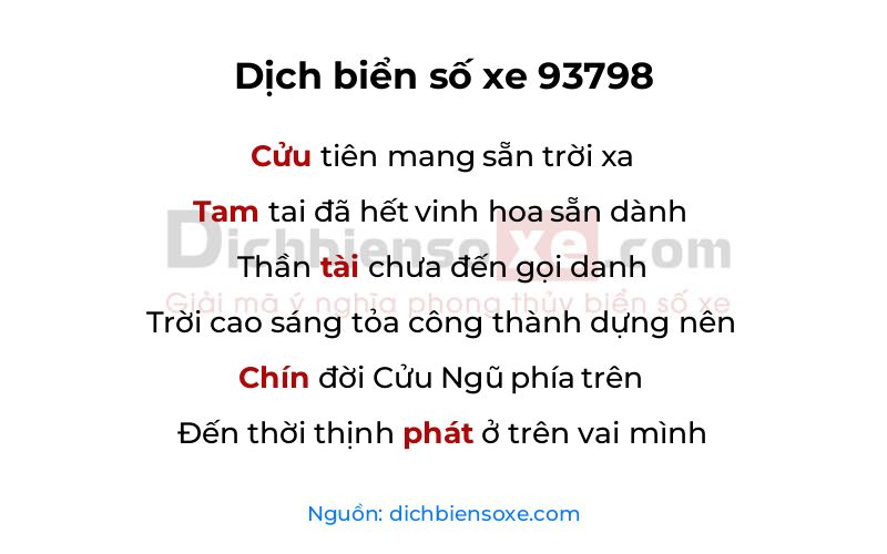 Dịch thơ biển số 93798