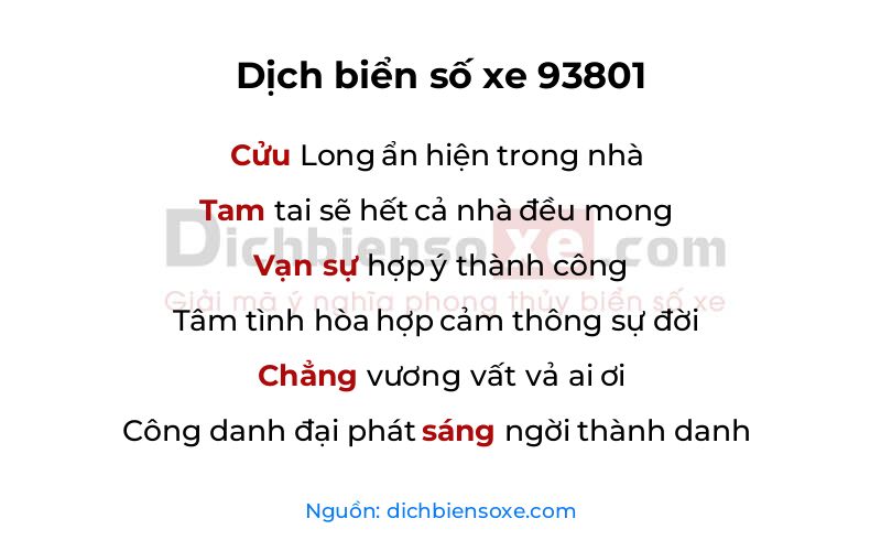 Dịch thơ biển số 93801