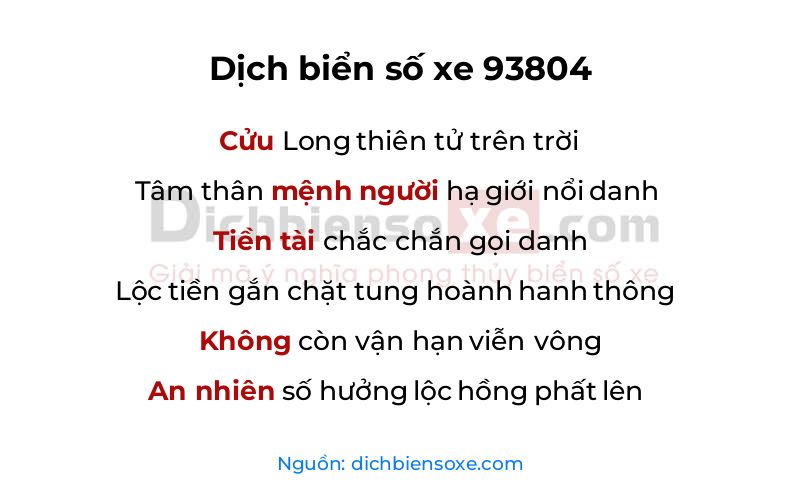 Dịch thơ biển số 93804