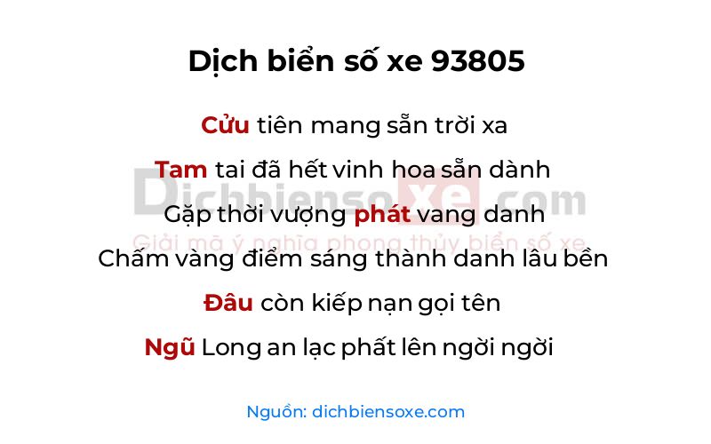 Dịch thơ biển số 93805
