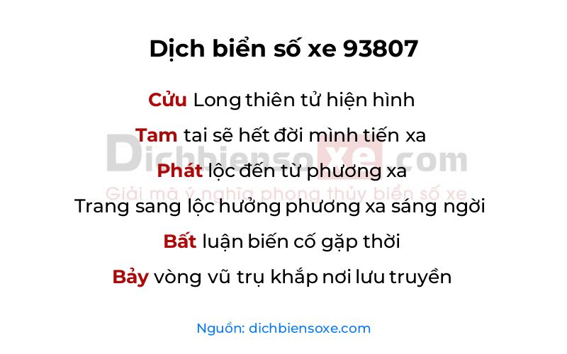 Dịch thơ biển số 93807