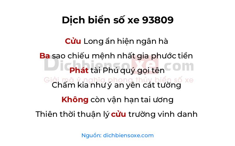 Dịch thơ biển số 93809