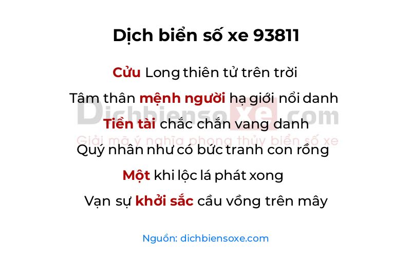 Dịch thơ biển số 93811