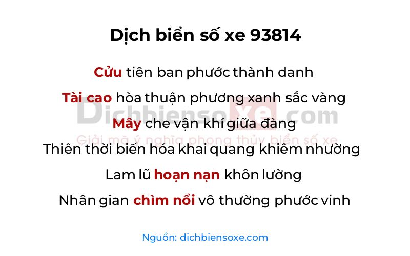 Dịch thơ biển số 93814