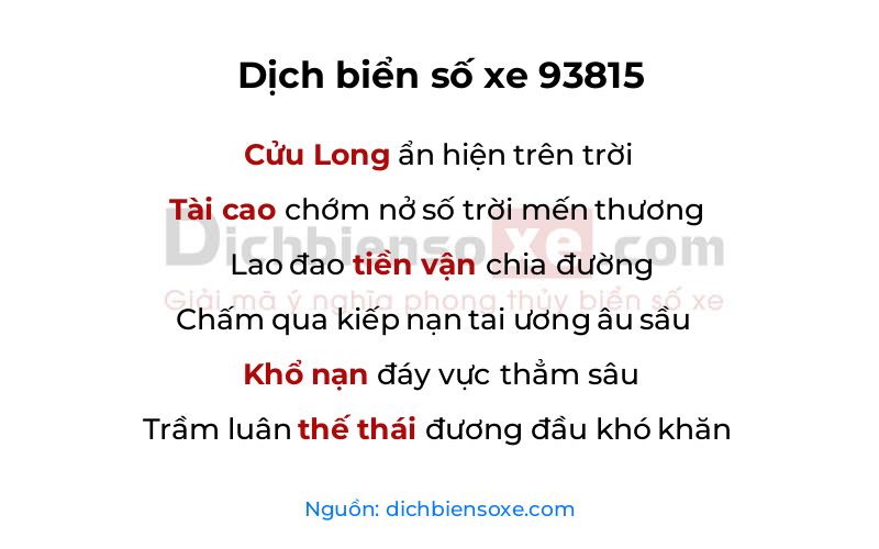 Dịch thơ biển số 93815