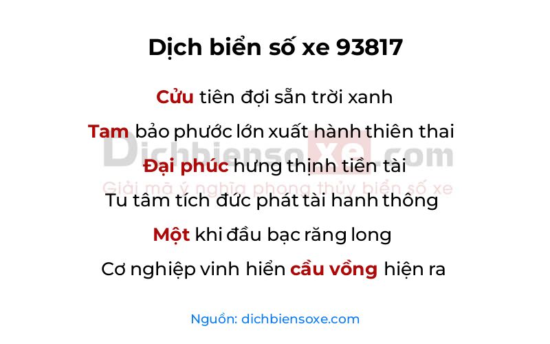 Dịch thơ biển số 93817
