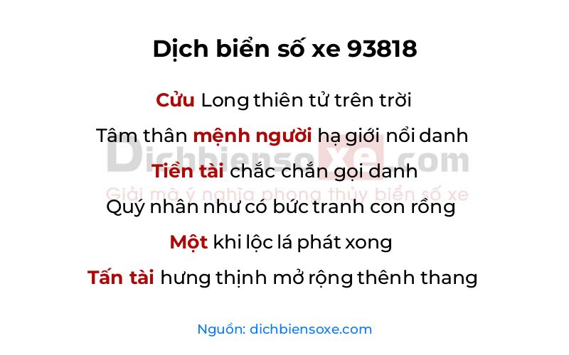 Dịch thơ biển số 93818