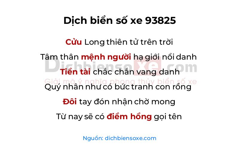 Dịch thơ biển số 93825