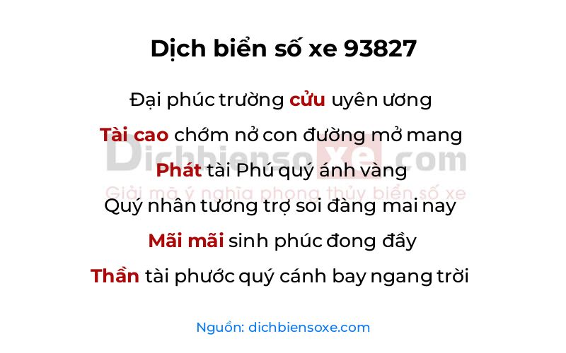 Dịch thơ biển số 93827