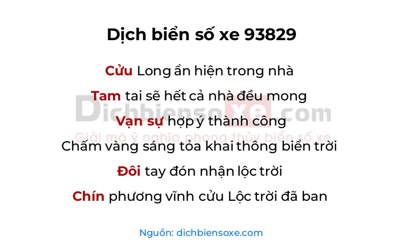 Dịch thơ biển số 93829
