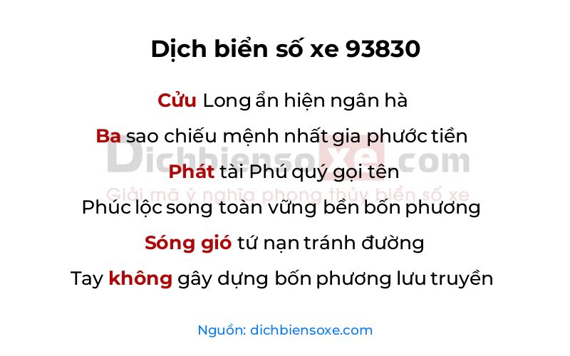 Dịch thơ biển số 93830