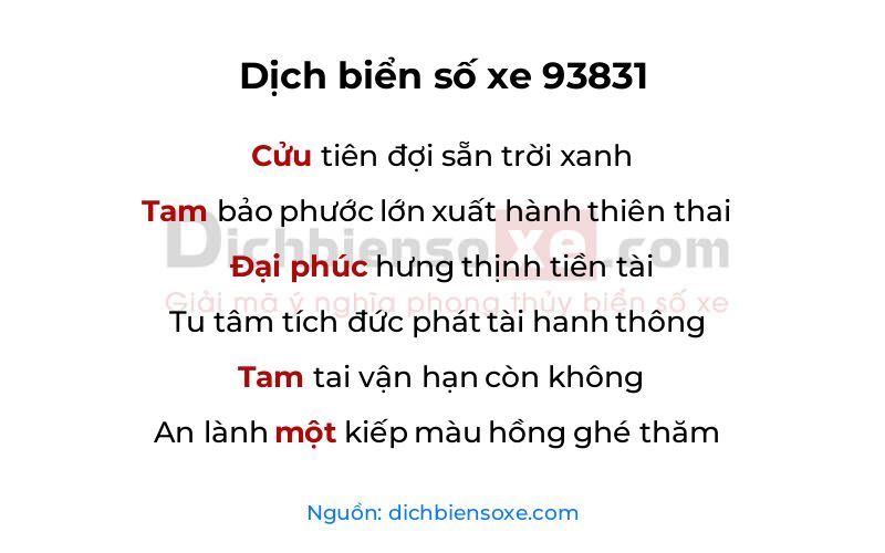 Dịch thơ biển số 93831
